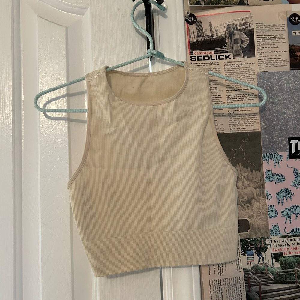 DSG Tan Sleeveless Fitted Crop Tank Top